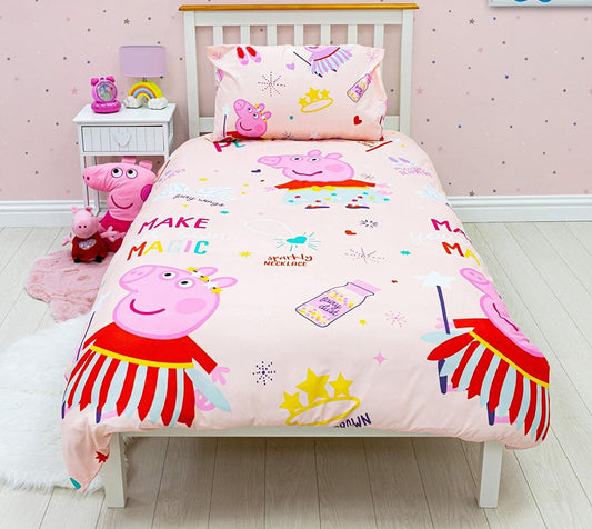 Peppa Pig 'Magic' Single Bed Duvet Cover Set Character Bedding