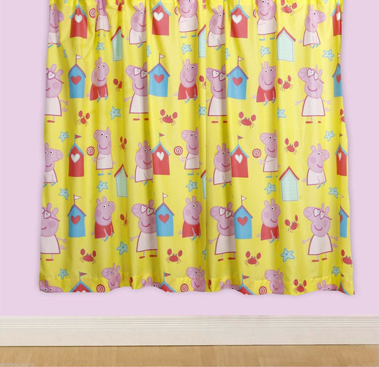 Peppa Pig 'Seaside' 66" x 72" Unlined Pencil Pleat Character Curtains