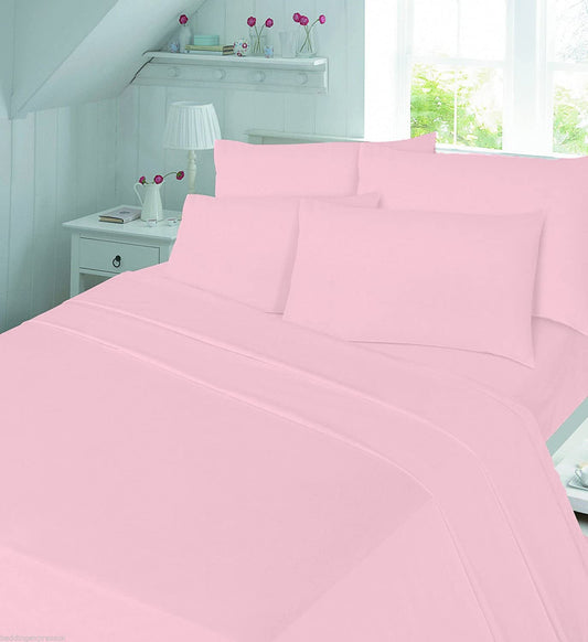 King Size Flannelette Duvet Cover Set Pink 100% Cotton Bedding Winter Essential