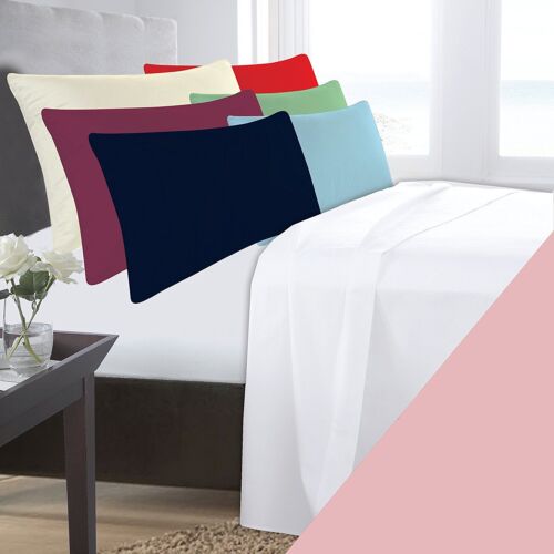 Double Bed Pink Base Valance Sheet Polycotton 180 Thread Count Percale