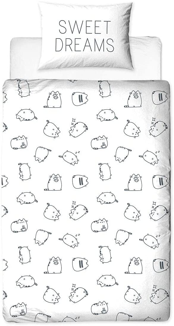 Facebook Pusheen 'Sweet' Single Bed Duvet Cover Set Character Reversibel Bedding