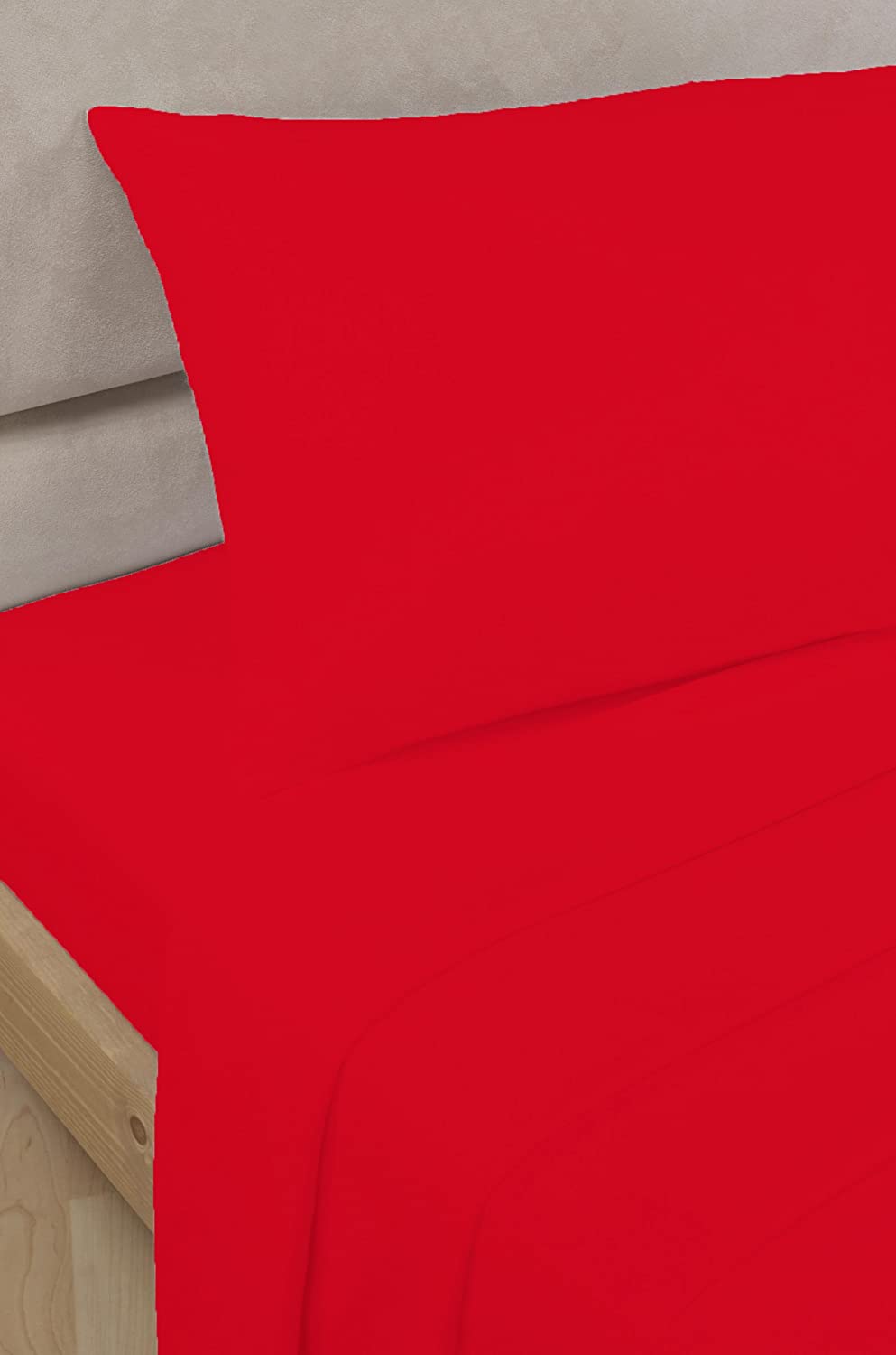 Flat Sheets Red Polycotton Luxury