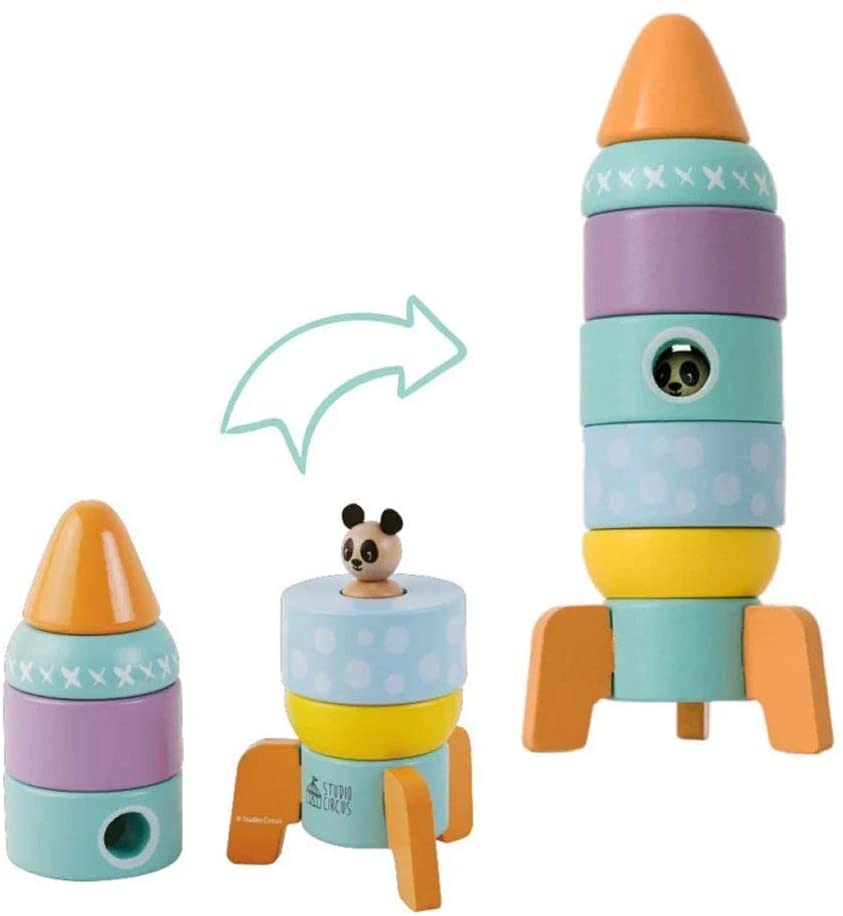 Rocket Tower Stacker Wooden Baby Toddler Toy Gift