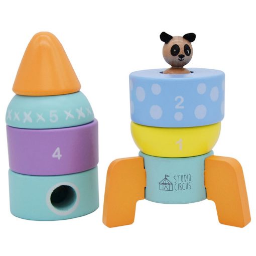 Rocket Tower Stacker Wooden Baby Toddler Toy Gift