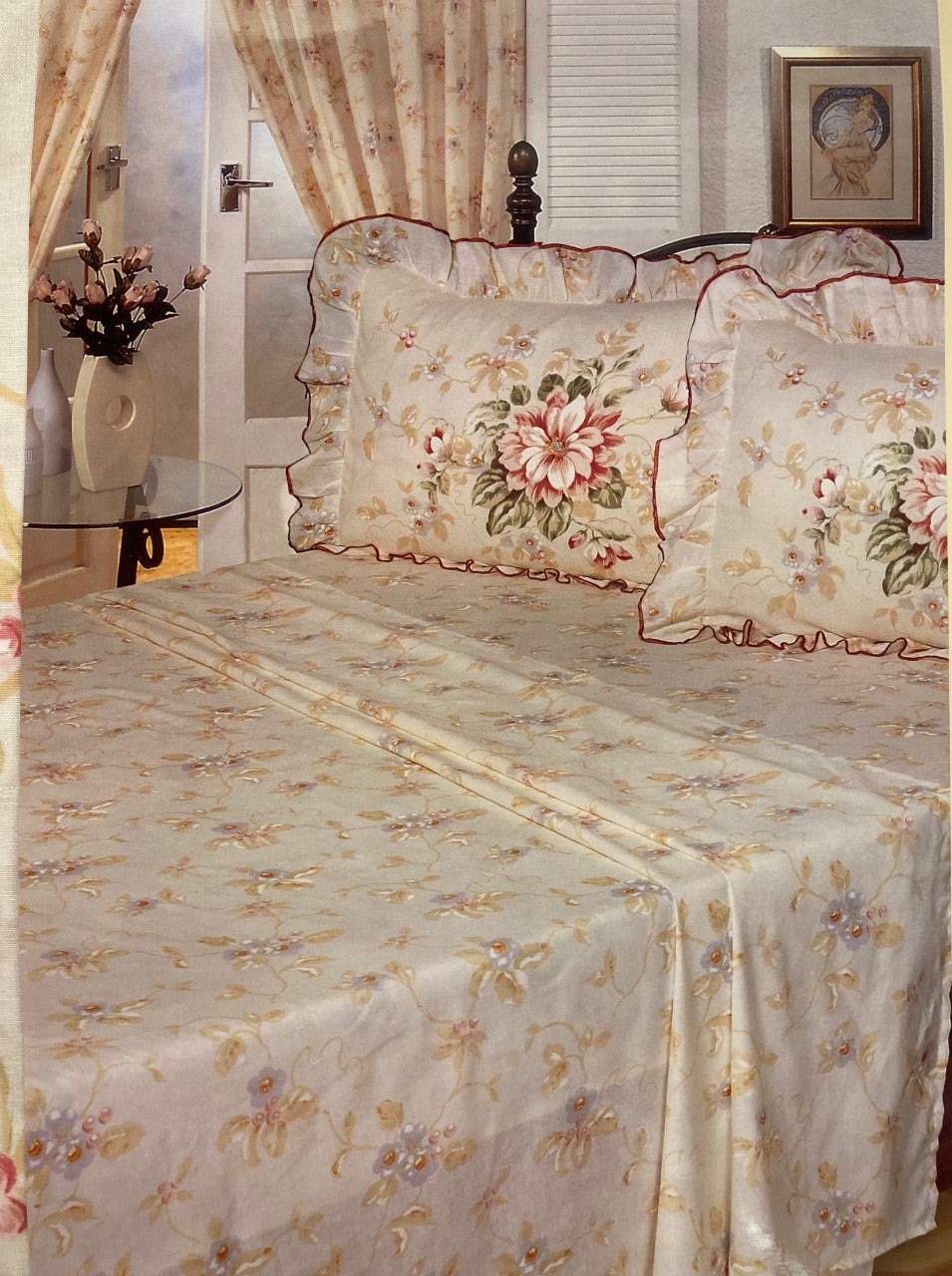 Single Bed Sandringham Floral Sheet Set Fitted Flat Pillowcase Polycotton