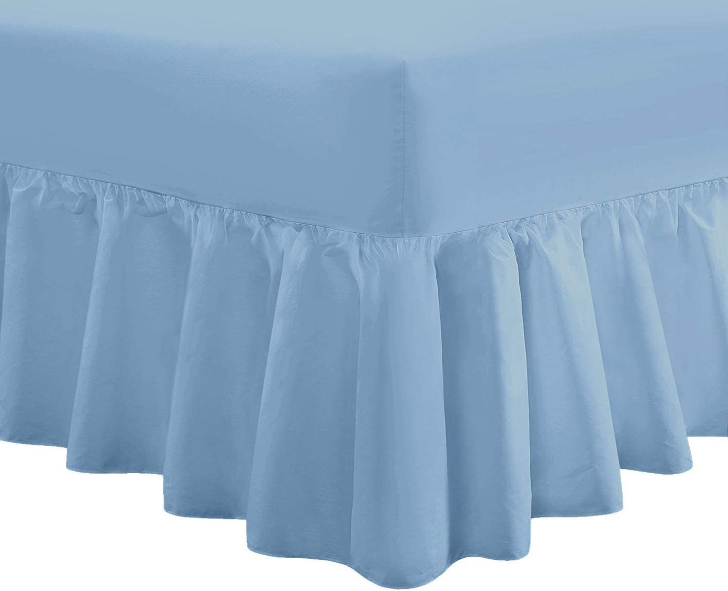 Fitted Valance Sheet Sky Blue Polycotton