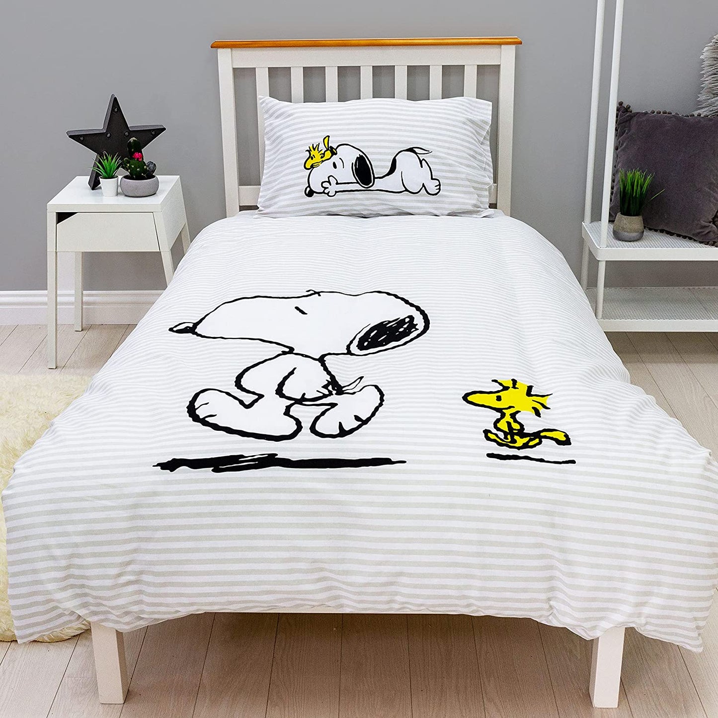 Single Bed Snoopy Peanuts Official Panel Duvet Cover "Reversible" Bedding Set