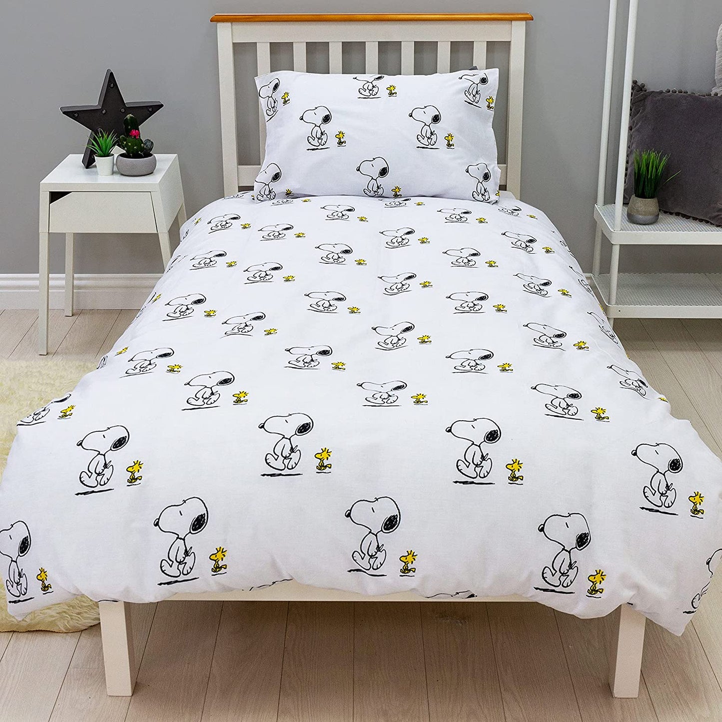 Single Bed Snoopy Peanuts Official Panel Duvet Cover "Reversible" Bedding Set