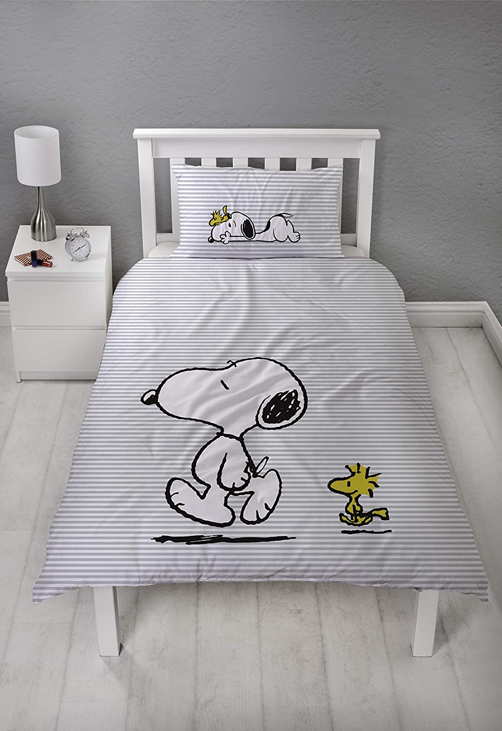 Single Bed Snoopy Peanuts Official Panel Duvet Cover "Reversible" Bedding Set