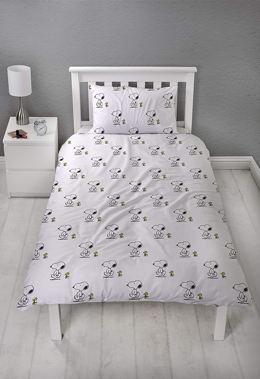 Single Bed Snoopy Peanuts Official Panel Duvet Cover "Reversible" Bedding Set