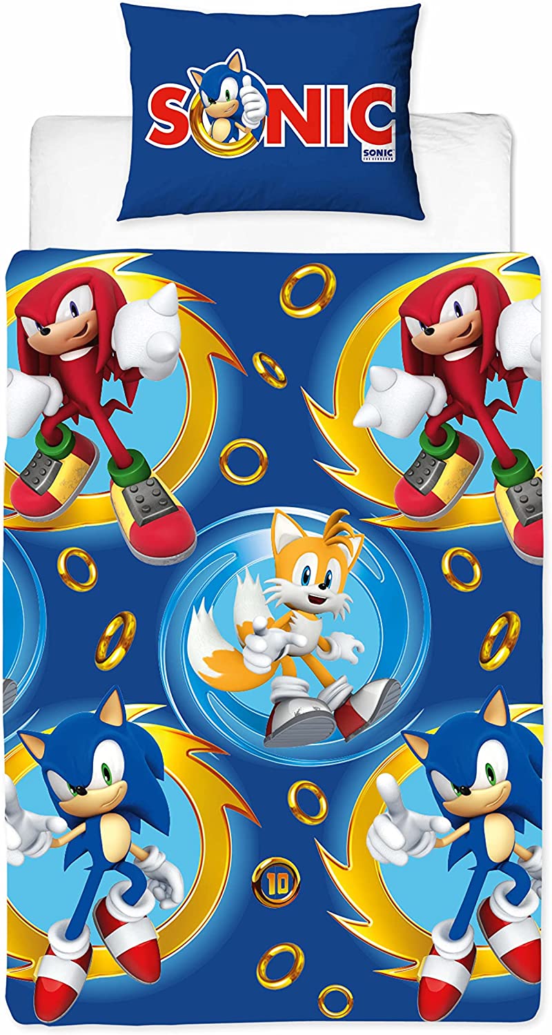 Single Bed Sonic The Hedgehog Speed Duvet Cover Set Reversible Bedding Set Sega