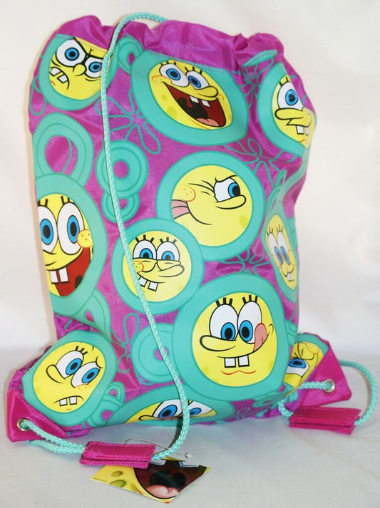Official Spongebob Squarepants Drawstring Character Gym Swim Bag Kids