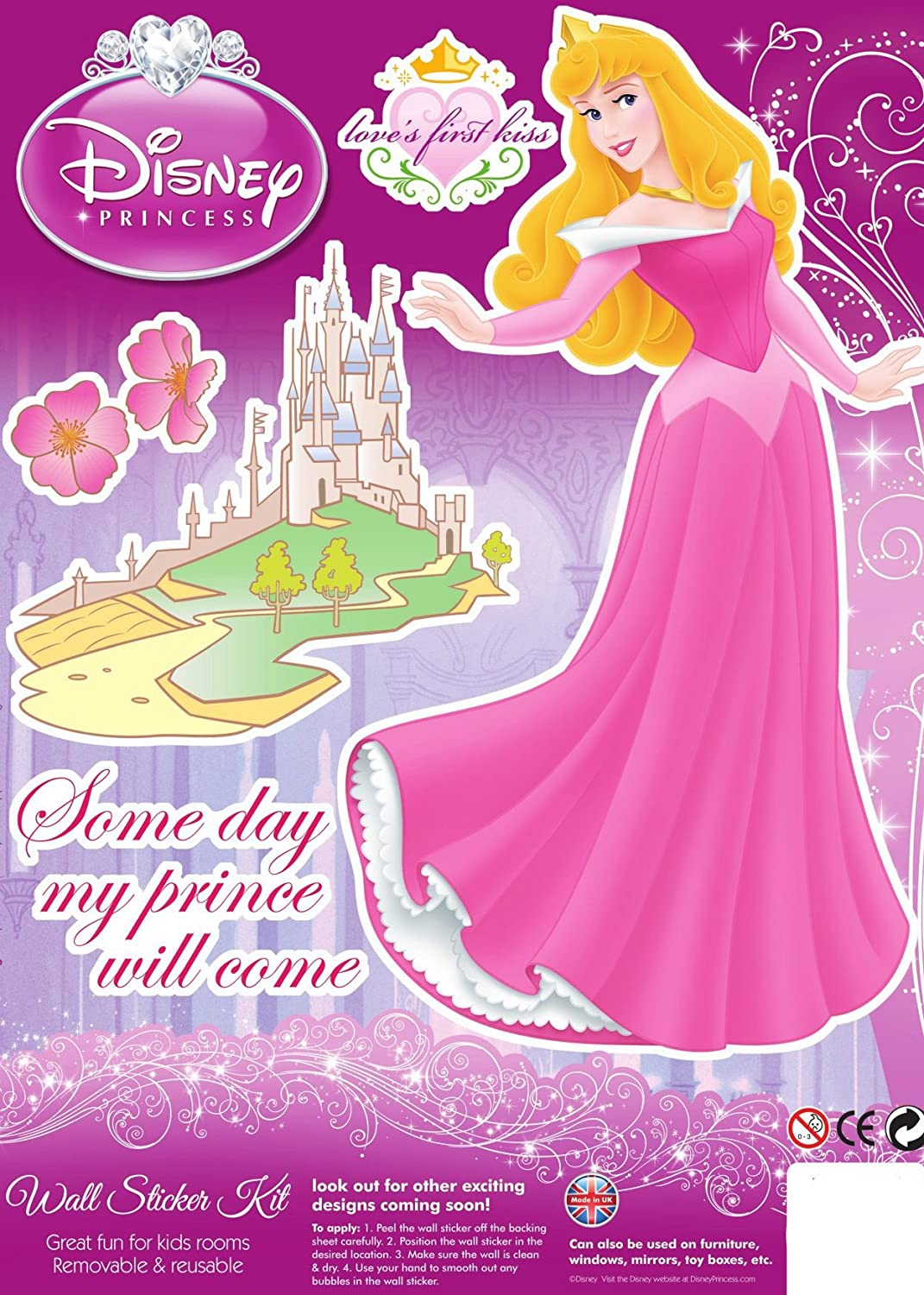 Disney Princess 3 Pack Wall Sticker Kit Character Princesses Belle Cinderella Sleeping Beauty