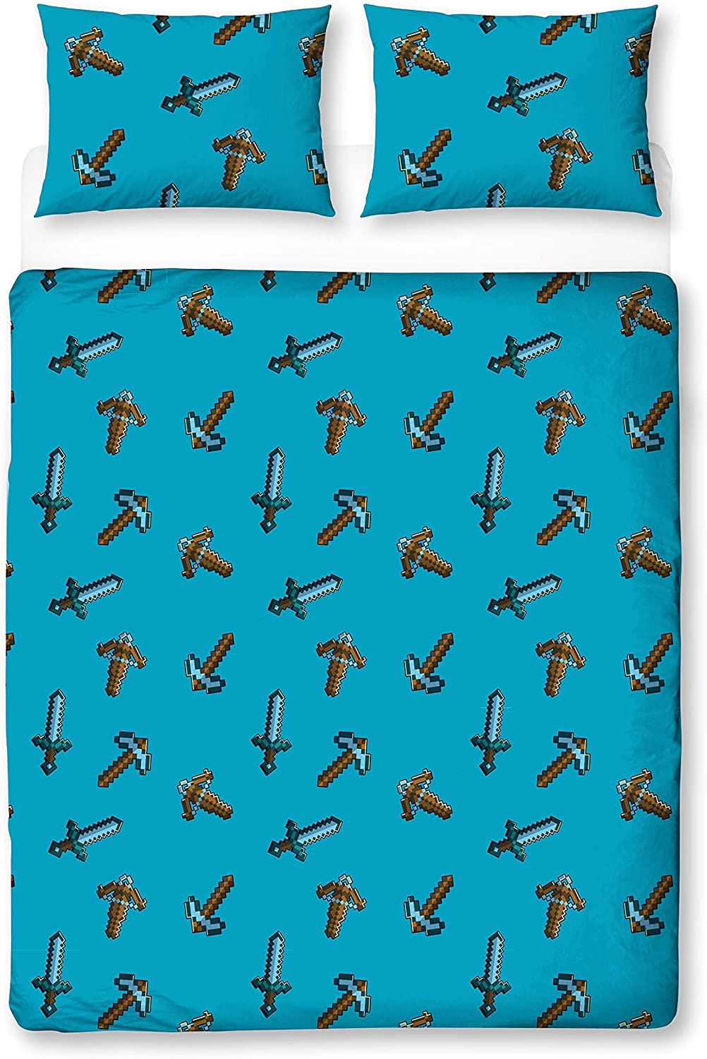 Double Bed Duvet Cover Set Minecraft Survive Panel Gamer Character Bedding