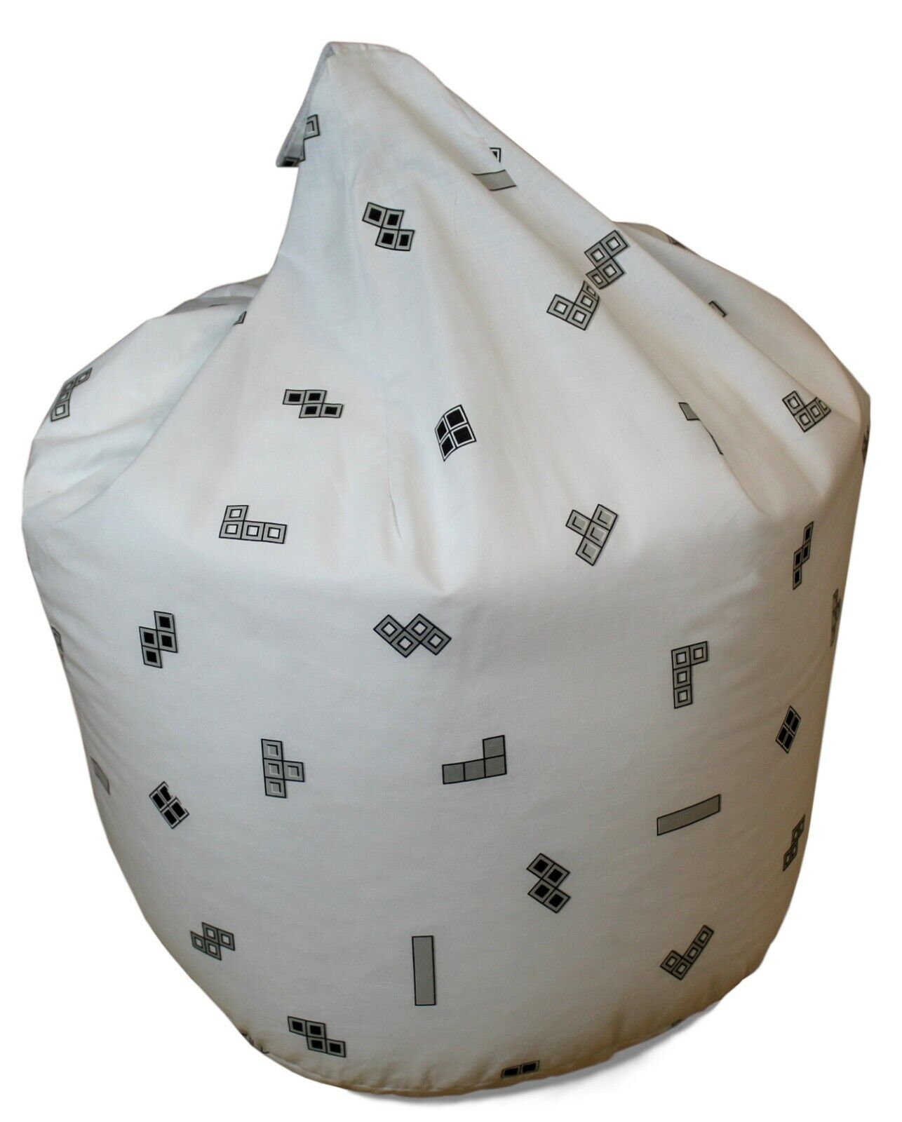 Tetris Large White Monochrome Gamer Bean Bag Cover Room Accessory Vintage Game