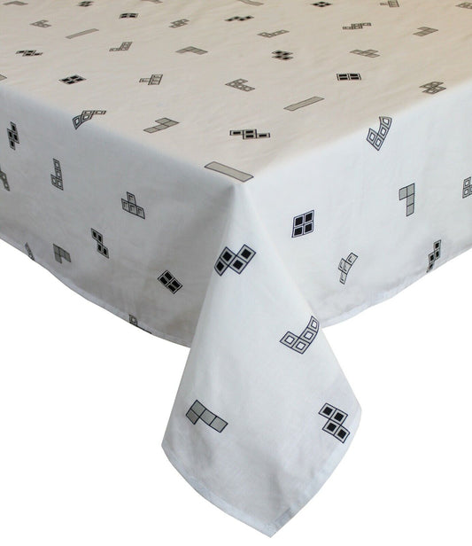 Tetris White Table Cloth 54" x 54" Soft Touch Water Repellent Luxury Gamer Vintage
