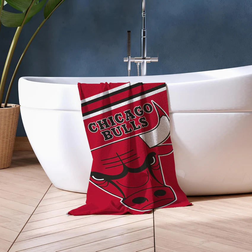 NBA CHICAGO BULLS RED BEACH TOWEL OFFICIAL 75cm x 150cm 100% COTTON BASKETBALL