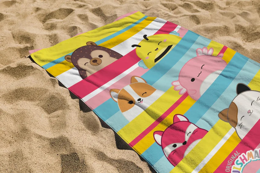 SQUISHMALLOWS BEACH TOWEL OFFICIAL 70cm x 140cm 100% COTTON CHARACTER KIDS