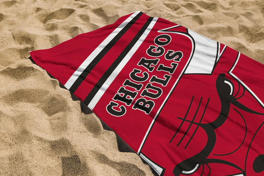 NBA CHICAGO BULLS RED BEACH TOWEL OFFICIAL 75cm x 150cm 100% COTTON BASKETBALL