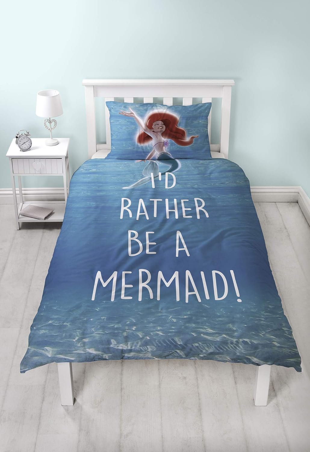 Disney Princess My Little Mermaid Single Duvet Cover Set Shelfie Design Two Sided Reversible Character Design