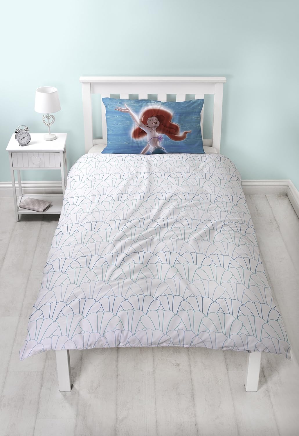 Disney Princess My Little Mermaid Single Duvet Cover Set Shelfie Design Two Sided Reversible Character Design