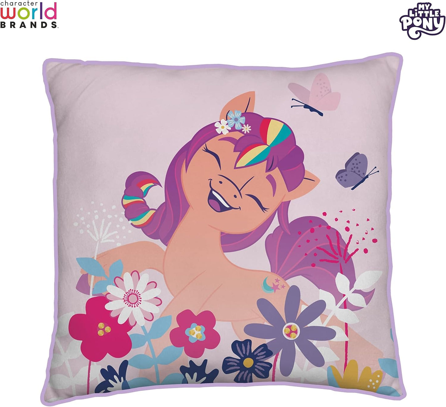 My Little Pony Square Cushion Pillow, Super Soft Reversible 2 Sided, Butterfly Design, Perfect for the Bedroom or on the Sofa