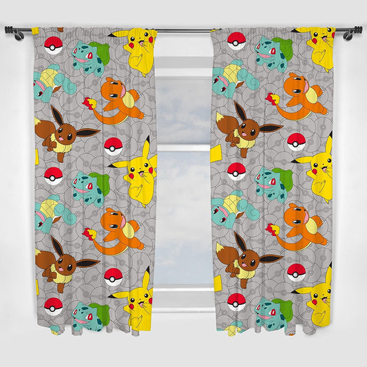 Pokemon Catch Official 66" x 72" Unlined Pencil Pleat Character Curtains