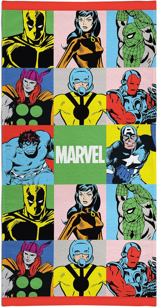 Marvel Avengers Patchwork 100% Cotton Beach Towel Character Kids Towel