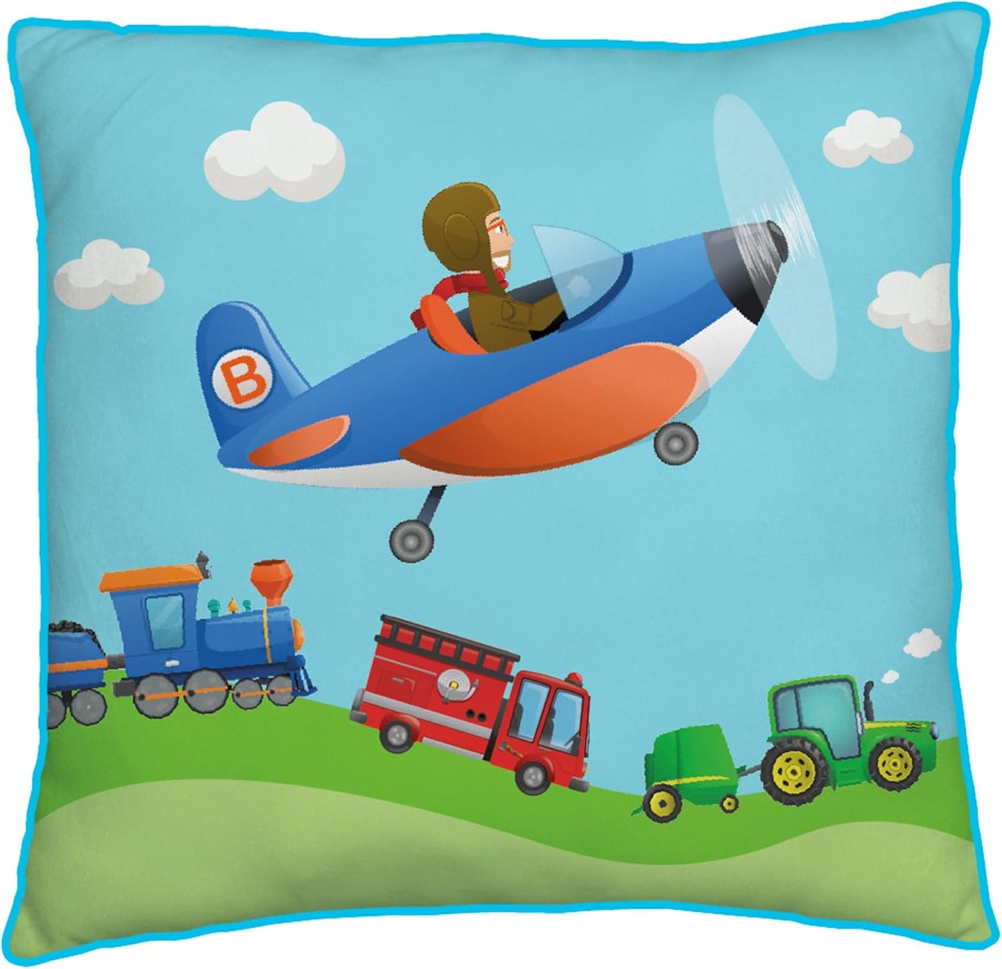 Character World Blippi Reversible Kids Cushion | 40x40cm Fun Farm & Playful Pattern Design | Soft & Durable 100% Polyester Pillow for Blippi Fans