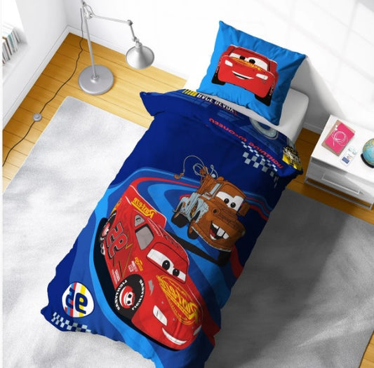 Disney Single Bed Duvet Cover Set Panel Lightning Mcqueen Mater Polycotton Character Bedding Set