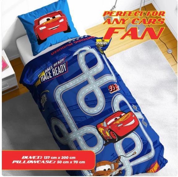Disney Single Bed Duvet Cover Set Panel Lightning Mcqueen Mater Polycotton Character Bedding Set