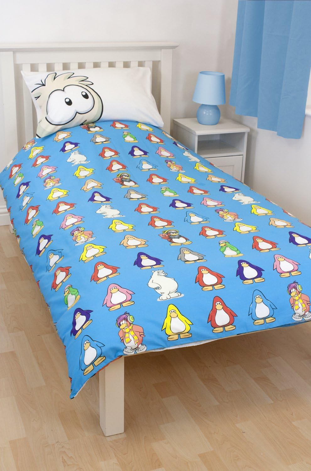 Single Bed Duvet Cover Set Club Penguin Panel Reversible Character Bedding