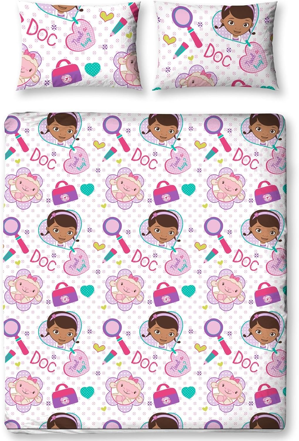 Double Bed Doc Mcstuffins Duvet Cover Set Reversible Character Bedding Girls