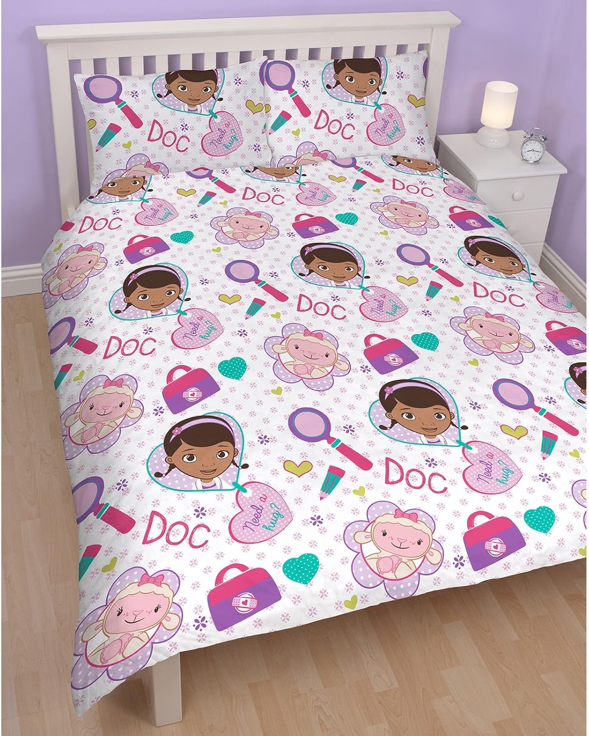 Double Bed Doc Mcstuffins Duvet Cover Set Reversible Character Bedding Girls