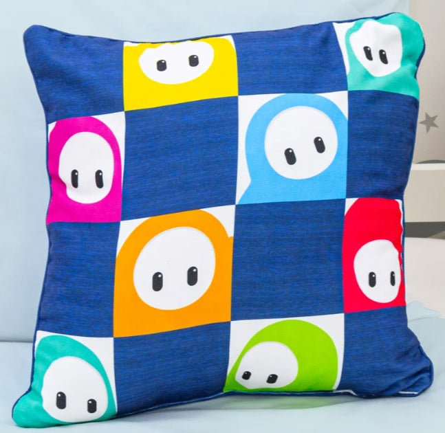 Fall Guys Square Cushion Pillow, Super Soft Reversible 2 Sided, Perfect for the Bedroom or on the Sofa Gamers