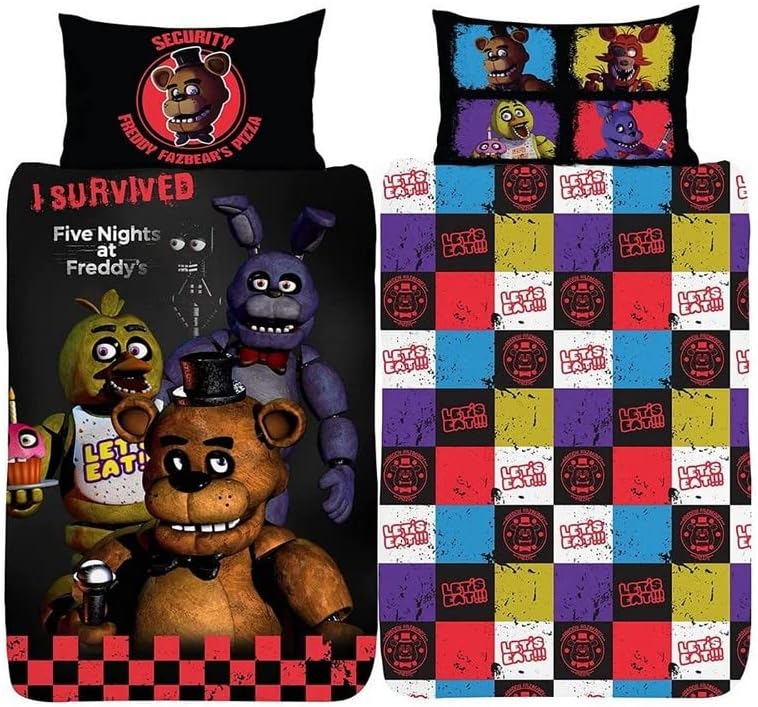 Single Bed Five Nights At Freddy's Duvet Cover Set Polycotton Reversible Bedding