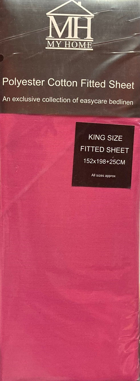 King Size Fitted Sheet x4 Cerise Hot Pink