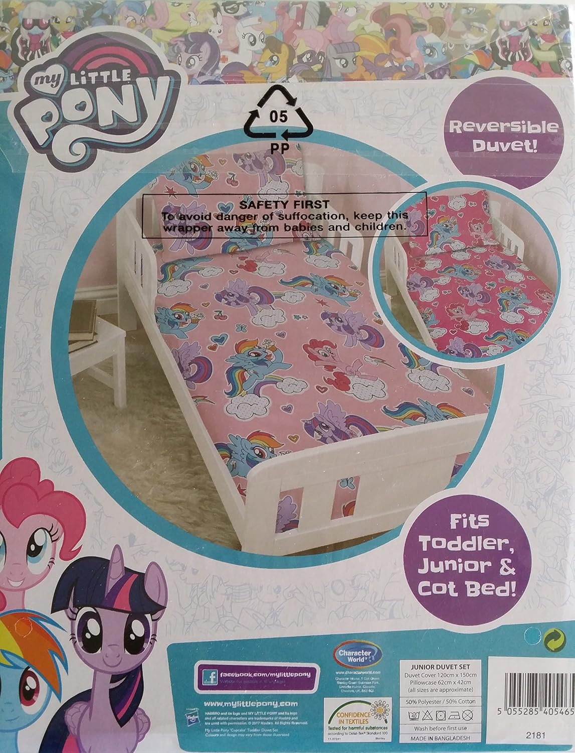 Junior Toddler My Little Pony Duvet Cover Set Reversible Character Bedding Girls Pony Rainbows