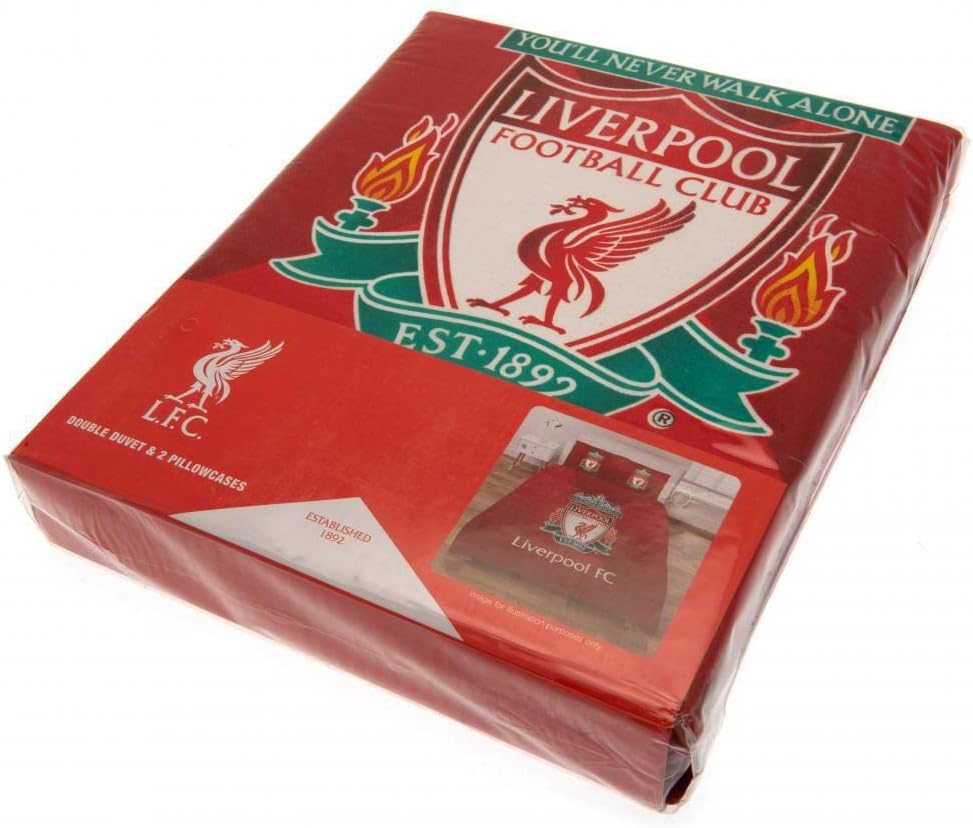Double Bed Liverpool F.C Duvet Cover Set Red White Reversible Crests Official