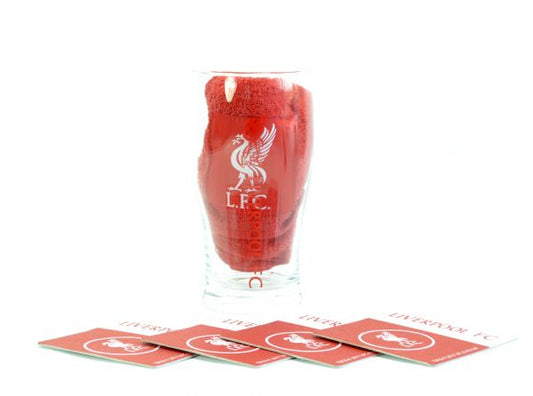 Liverpool F.C Mini Bar Set Gift Idea Coasters Towel Pint Glass