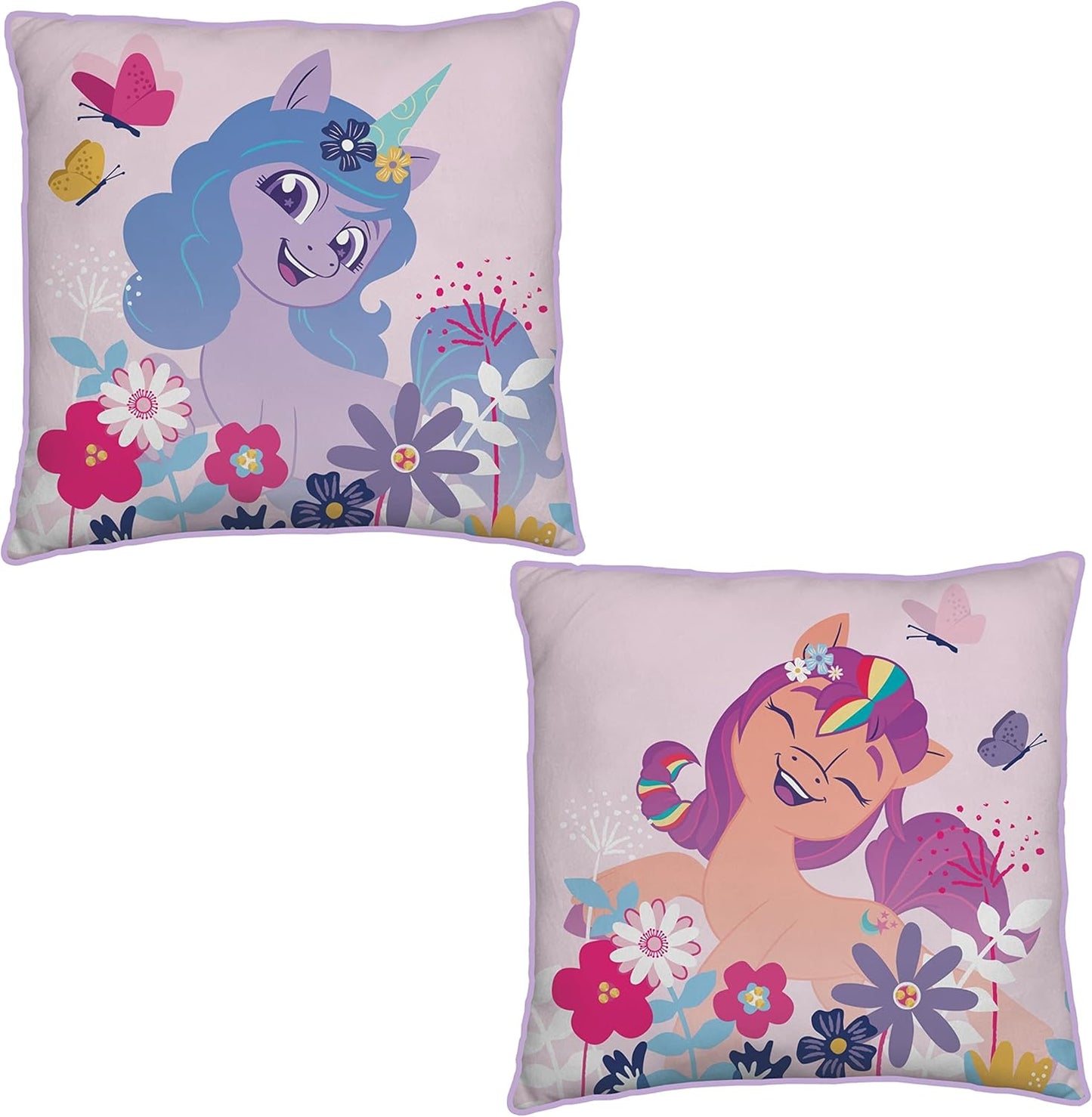 My Little Pony Square Cushion Pillow, Super Soft Reversible 2 Sided, Butterfly Design, Perfect for the Bedroom or on the Sofa