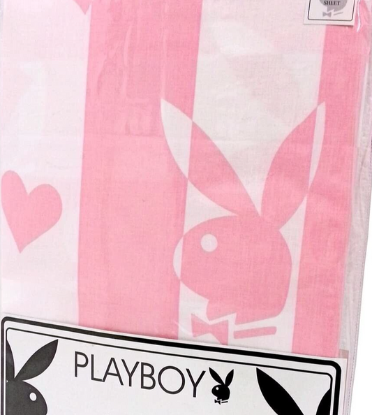 Double Bed Bed Playboy Fitted Valance Sheet White Pink Girls Polycotton Hearts Bunny