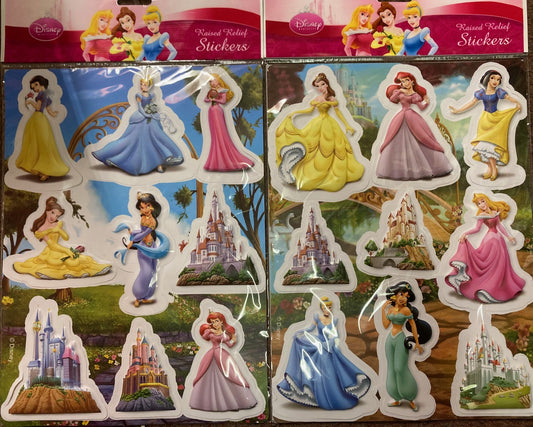 Disney Princess Relief Stickers 2 Packs Assorted Designs Character Kids