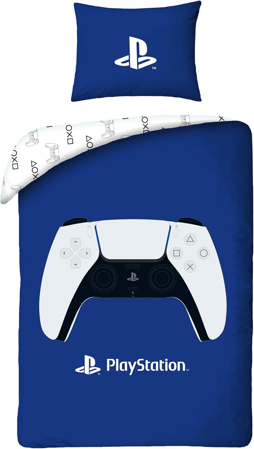 Single Bed PlayStation Official Panel Duvet Cover Set "Reversible" Bedding Set
