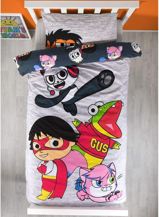 Ryan's World Single Bed Duvet Cover Set Reversible Youtuber Bedding Set Kids