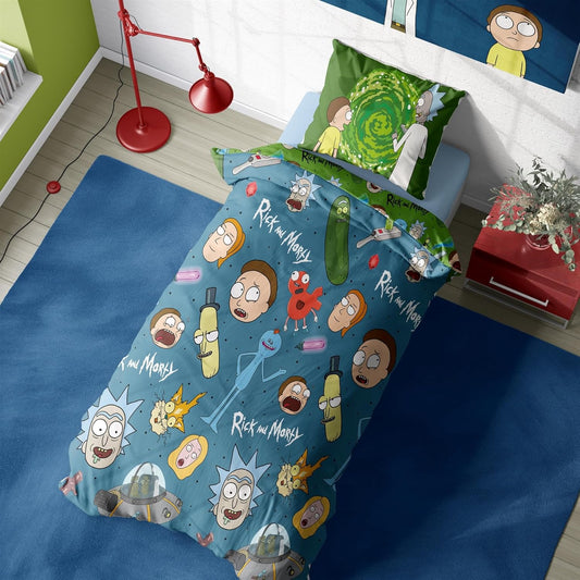 Double Bed Rick And Morty Duvet Cover Set Reversible Bedding Set Pickle Rick