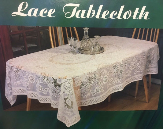 Simaco Nottingham Lace Square Tablecloth (34 x 34") Cream Polyester Floral