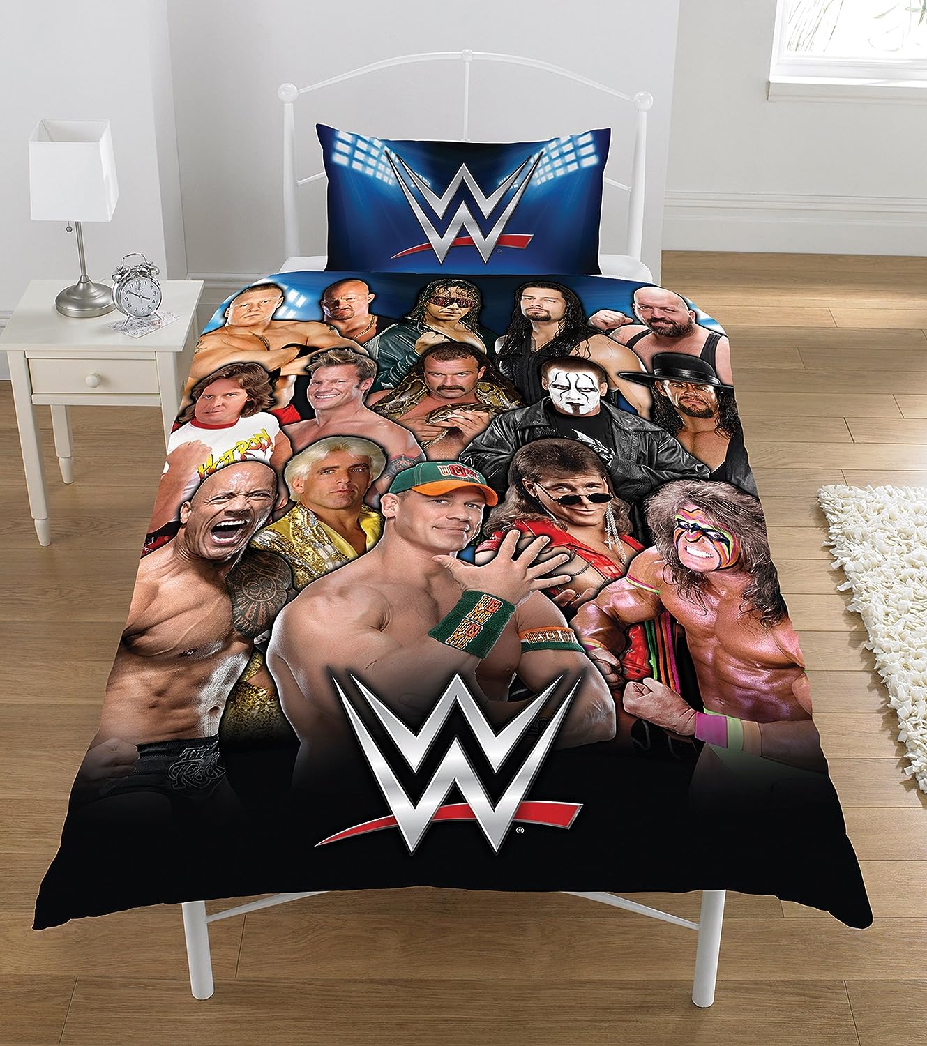 Single Bed WWE Wrestling Duvet Cover Set Legends John Cena The Rock Ric Flair Sting Brock Lesnar