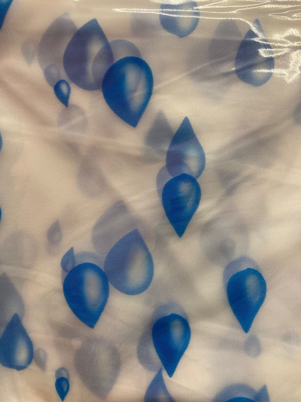 Rain Drops Blue Print Shower Curtain PEVA Waterproof Rings Included