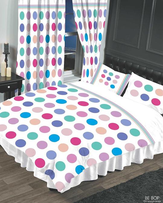 Double Bed Duvet Cover Set Be Bop White Multicoloured Dots